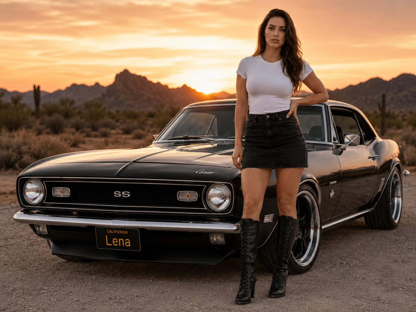 Lena Cross with her Camaro